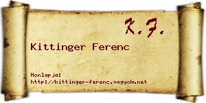 Kittinger Ferenc névjegykártya
